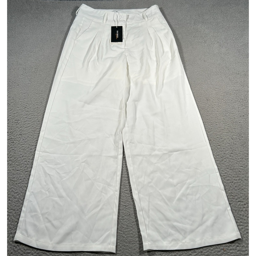 Uoozee Pants Womens Medium 28x29 White High Rise‎ Wide Leg Casual Trousers NWT